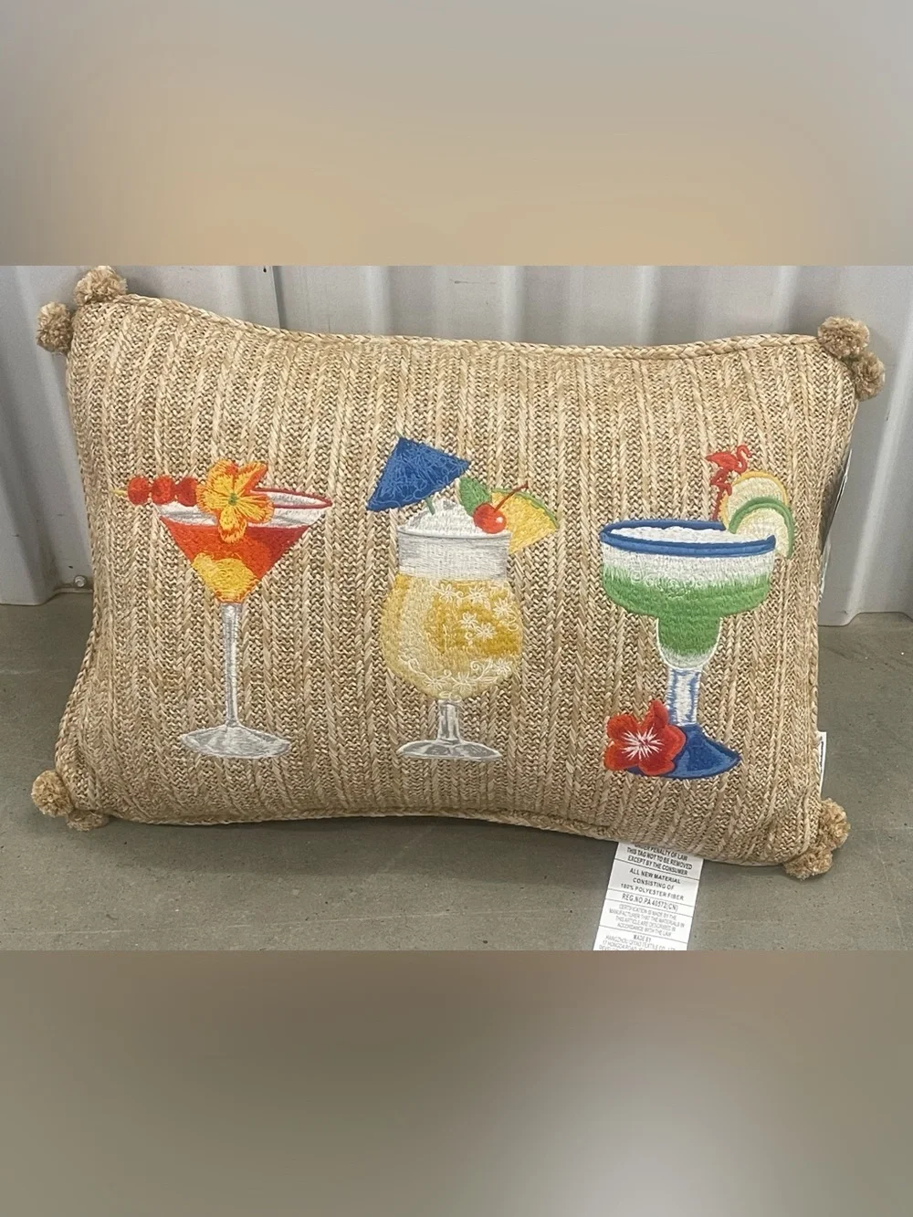 Tommy Bahama embroidered cocktails oblong indoor outdoor decorative pillow NEW